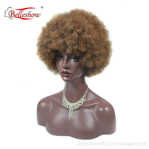 Hot sell wholesale synthetic black micro-rolled wig  African women high temperature silk fiber short wig
